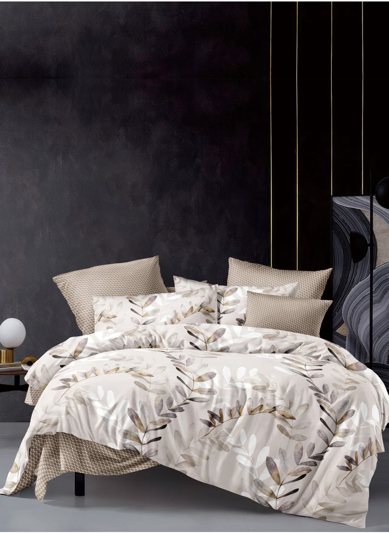 Donetella Duvet Cover Set 4-Pcs Single Size Printed Bed Set With 1 Duvet Cover(160 x 220 CM) 1 Fitted Sheet 1 Pillow Sham And 1 Pillow Case (Without Filler),Silk  - Image 1