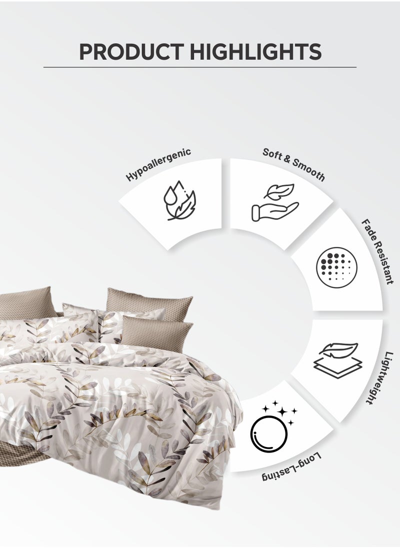 Donetella Duvet Cover Set 4-Pcs Single Size Printed Bed Set With 1 Duvet Cover(160 x 220 CM) 1 Fitted Sheet 1 Pillow Sham And 1 Pillow Case (Without Filler),Silk  - Image 5