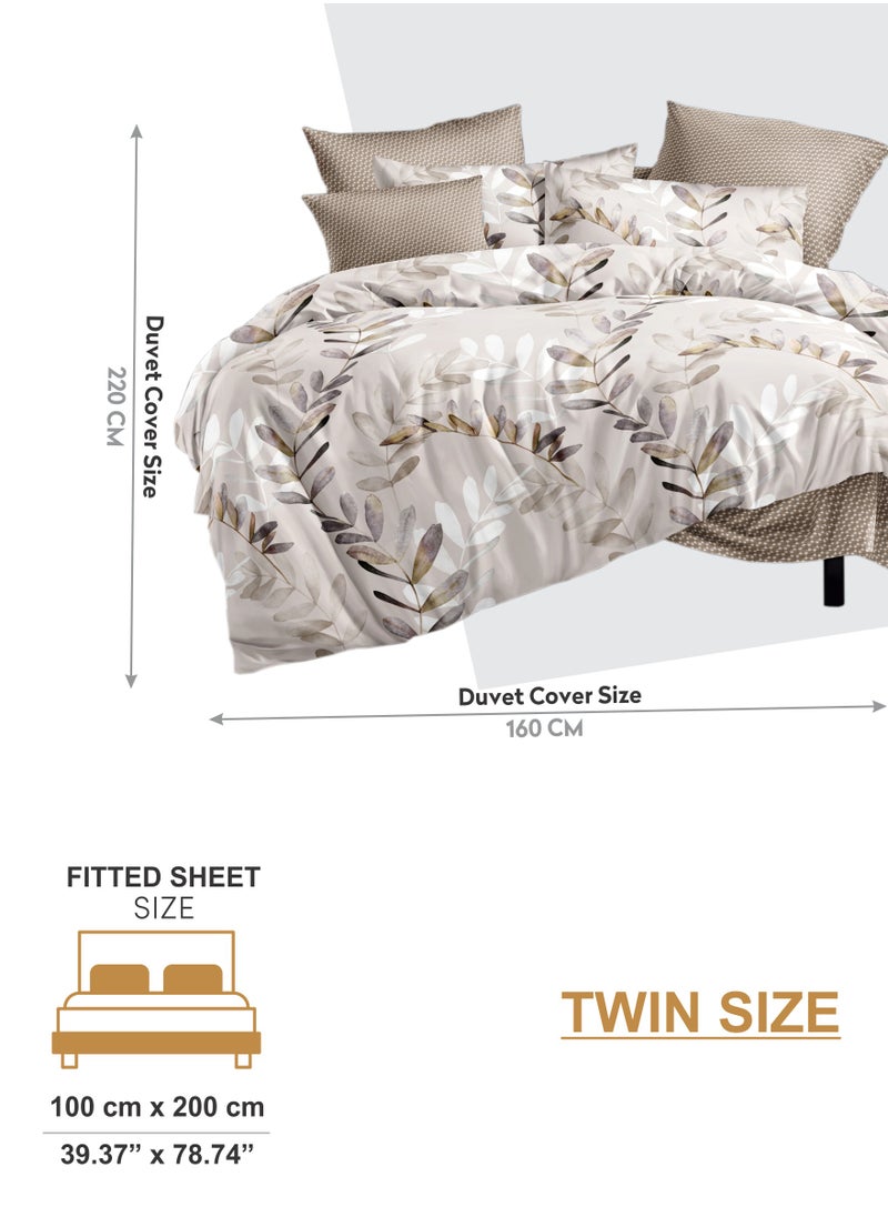 Donetella Duvet Cover Set 4-Pcs Single Size Printed Bed Set With 1 Duvet Cover(160 x 220 CM) 1 Fitted Sheet 1 Pillow Sham And 1 Pillow Case (Without Filler),Silk  - Image 3