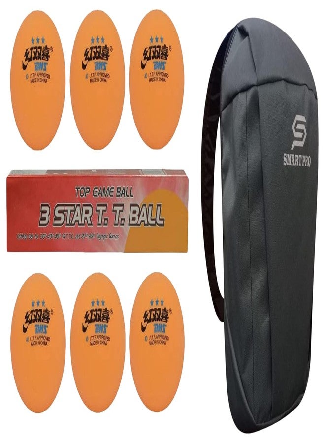 DHS TT Ball 40MM 3 Star Orange (6 Pcs Box) 30 PCS with Smart PRO TT Special Cover Speed Dark Grey - Image 2