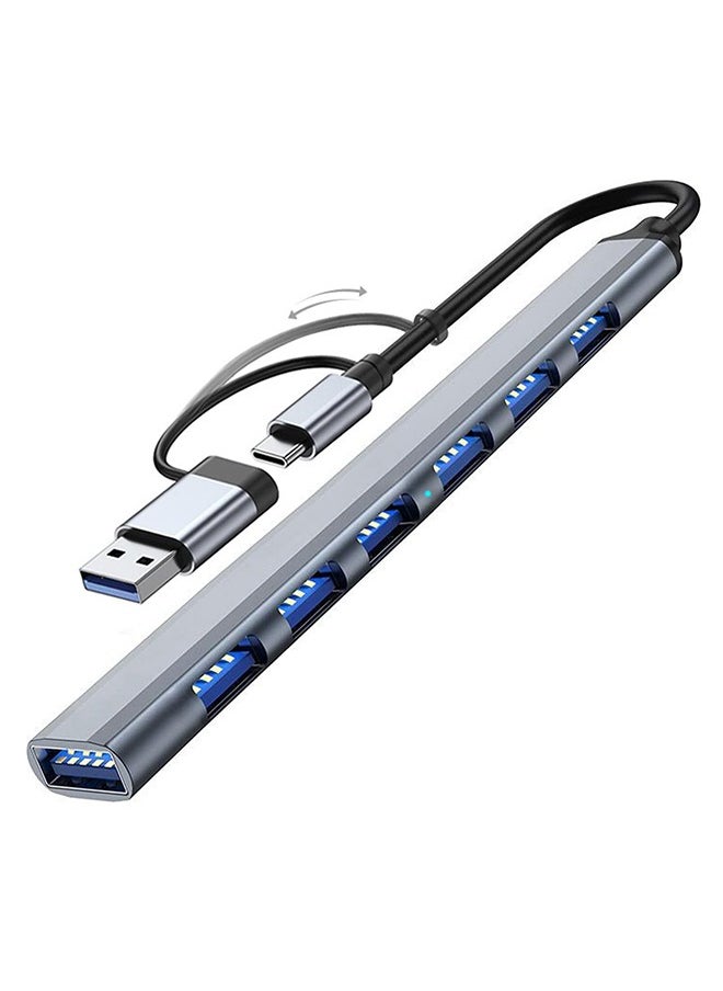 Generic USB 3.0  Type-C Hub with 7 Ports, Aluminium USB C to USB 3.0 Hub USB Splitter for MacBook, Mac Pro/Mini, iMac, Ps4, PS5, Surface Pro,Flash Drive, Samsung  - Image 1