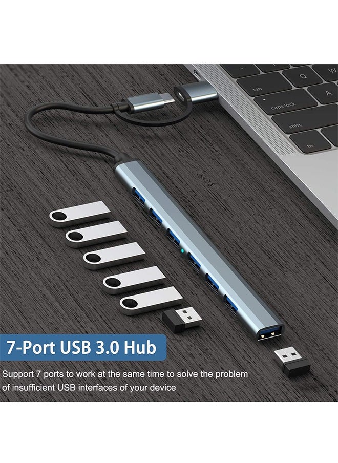 Generic USB 3.0  Type-C Hub with 7 Ports, Aluminium USB C to USB 3.0 Hub USB Splitter for MacBook, Mac Pro/Mini, iMac, Ps4, PS5, Surface Pro,Flash Drive, Samsung  - Image 2