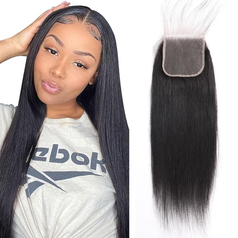 QTHAIR 14a Brazilian Straight Human Hair Wigs Bundles for Black Women 22 4x4 Lace Closure