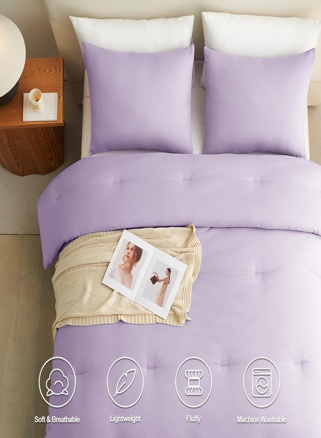 CozyLux Lavender Queen Comforter Set, 3 Pieces Light Purple Solid Breathable Quilted Boho Bedding Sets, Luxury Fluffy Soft Bed Set with Down Alternative Comforter and 2 Pillowcases for All Season - Image 5
