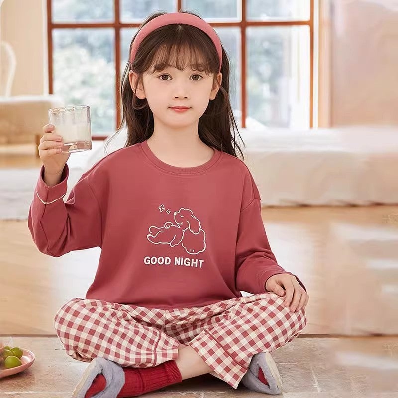 Girls' Pajamas Children'S Long Sleeve Suit Baby Girls Big Children'S Summer Home Clothes Outer Wear - Image 3