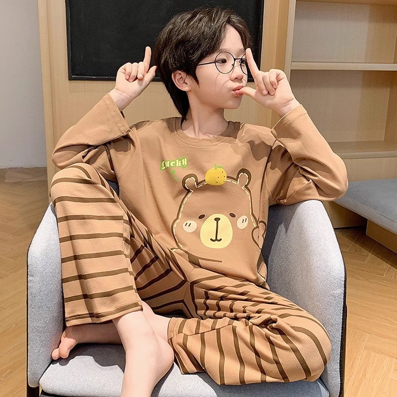 Girls' Pajamas Children'S Long Sleeve Suit Baby Girls Big Children'S Summer Home Clothes Outer Wear - Image 5