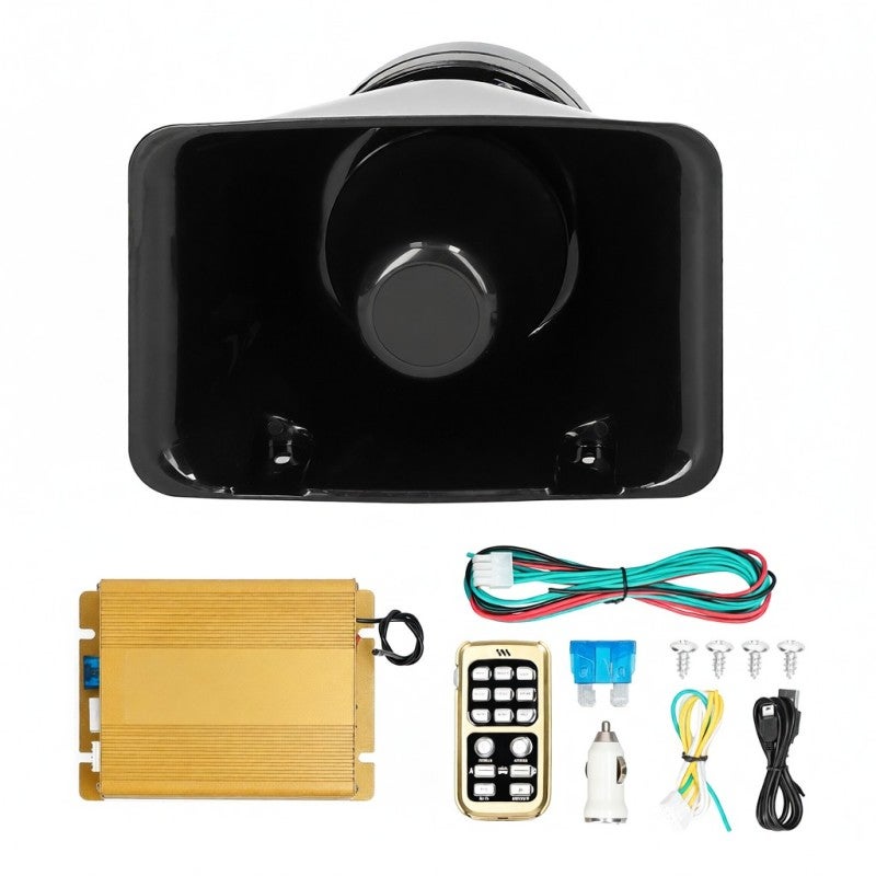 Car Warning Alarm: 120dB High Decibel 18-Tone Black - Sturdy Iron ABS Construction - Loud Warning Alarm for 12.0V Car Truck Engineering Vehicle Tractor - Image 1