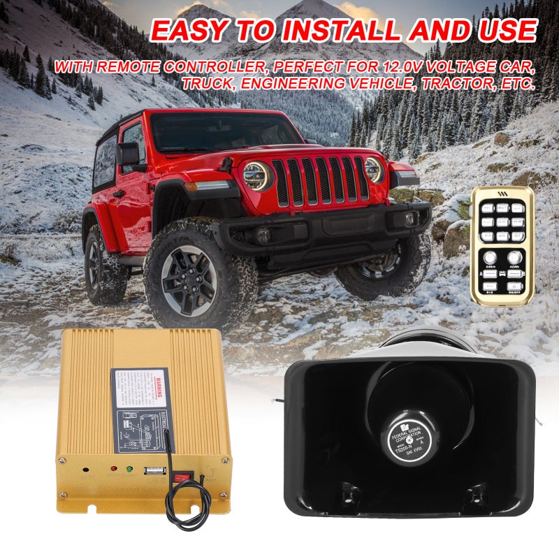 Car Warning Alarm: 120dB High Decibel 18-Tone Black - Sturdy Iron ABS Construction - Loud Warning Alarm for 12.0V Car Truck Engineering Vehicle Tractor - Image 5