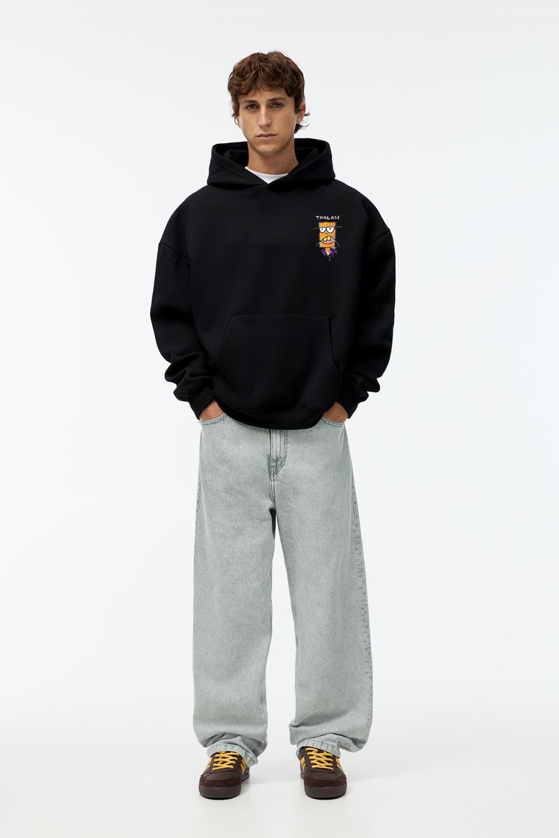 THALASI Men's Cotton Blend Neck Hooded Sweatshirt (HD_106_Black13 (HD_106_MAN,BLK-M) - Image 3