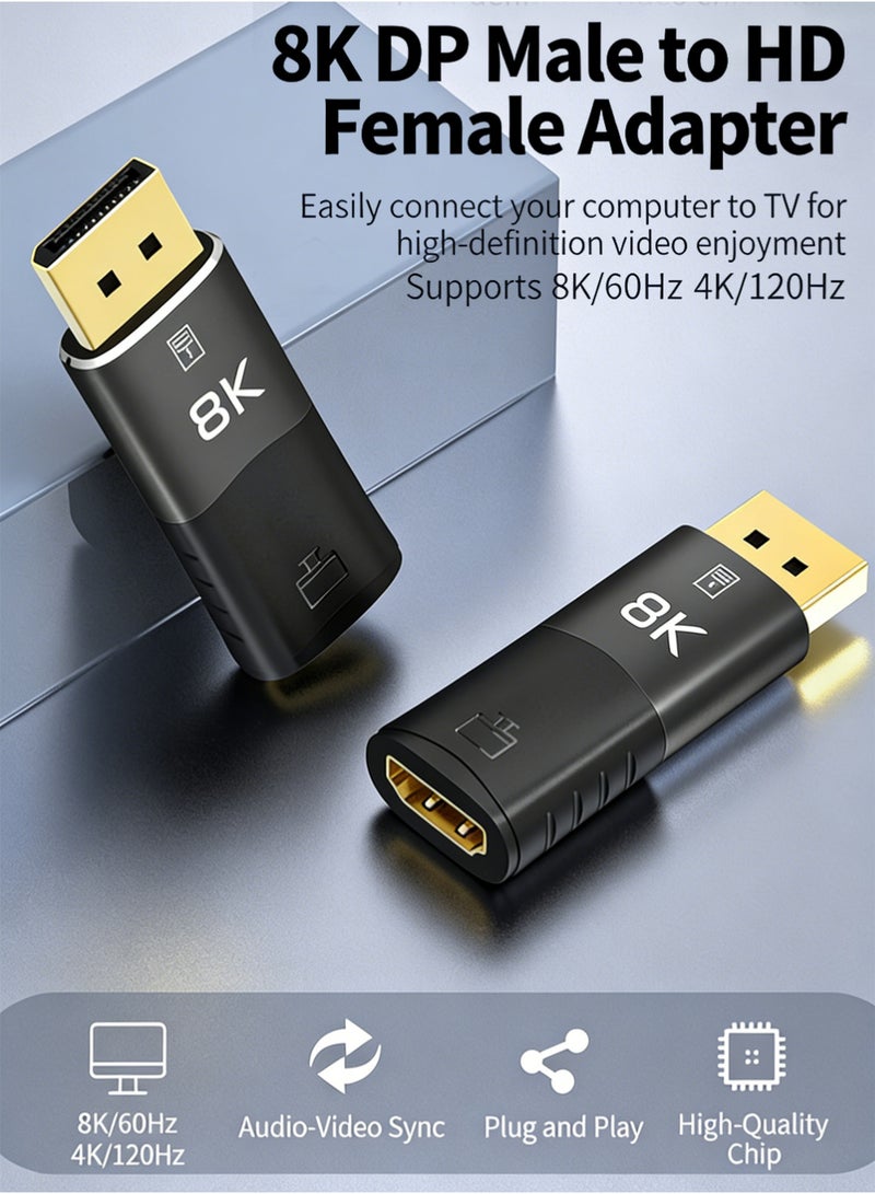X-level 8K DisplayPort to HDMI Adapter, Uni-Directional DP PC to HDMI Monitor Converter, 8K Ultra HD DP Display Port to HDMI Adapter(Male to Female), Compatible for Lenovo Dell HP and Other Brand Laptop PC TV Gaming Monitor - Image 2