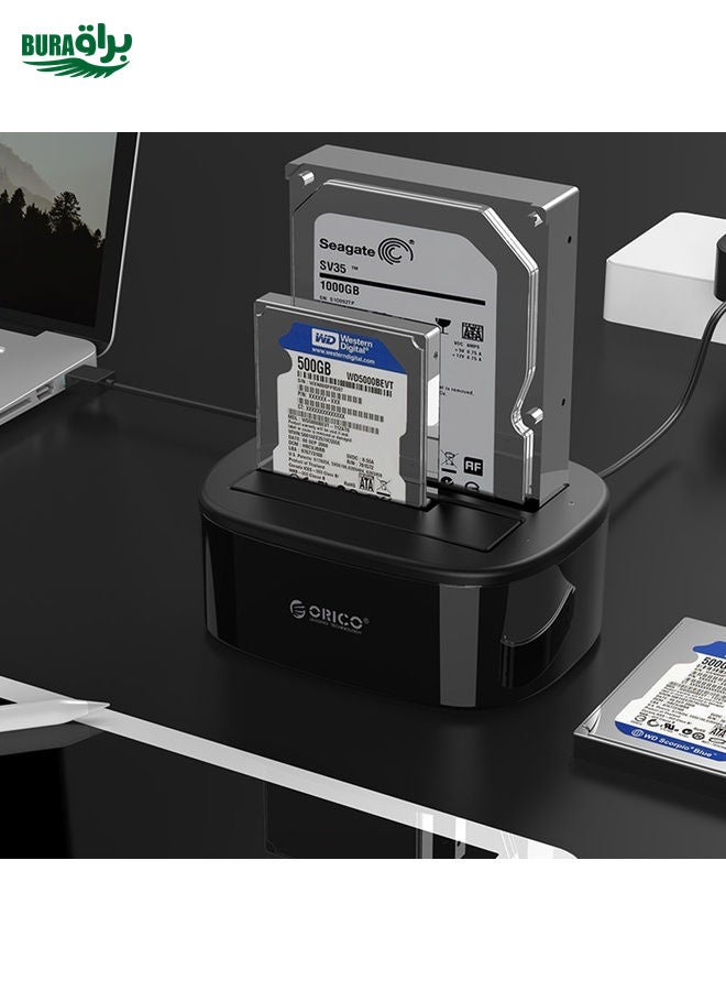 BURAQ ORICO 6228US3 2.5 / 3.5 inch SATA HDD / SSD 2 Bay USB 3.0 Hard Drive Dock  - Image 1