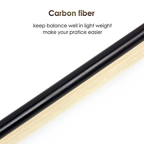 Kmise Carbon Fiber Violin Bows: Lightweight Violin Bow 4/4, Anti-Deformation Full Size Fiddle Bow, Ultra-Stretchy Horse Hair, Gift for Professional, Beginner, Adults, Kids Violins Practice (Black) - Image 2