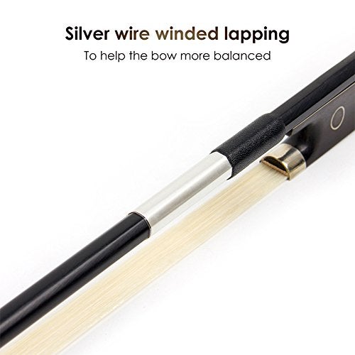 Kmise Carbon Fiber Violin Bows: Lightweight Violin Bow 4/4, Anti-Deformation Full Size Fiddle Bow, Ultra-Stretchy Horse Hair, Gift for Professional, Beginner, Adults, Kids Violins Practice (Black) - Image 3