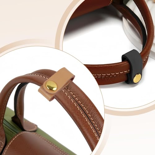 VILPKWMP 2 Pcs PU Leather Handbag Strap Shortener, Top Handle Keeper with Snap Buckle, Non-Slip Dual Grip Connection Buckle Holder for Shoulder Bag, Purse, Satchel, Clutch, or Wallet (Black and Light Brown) - Image 5