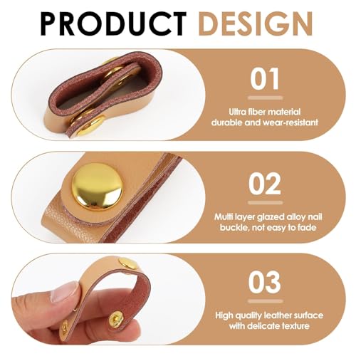 VILPKWMP 2 Pcs PU Leather Handbag Strap Shortener, Top Handle Keeper with Snap Buckle, Non-Slip Dual Grip Connection Buckle Holder for Shoulder Bag, Purse, Satchel, Clutch, or Wallet (Black and Light Brown) - Image 3