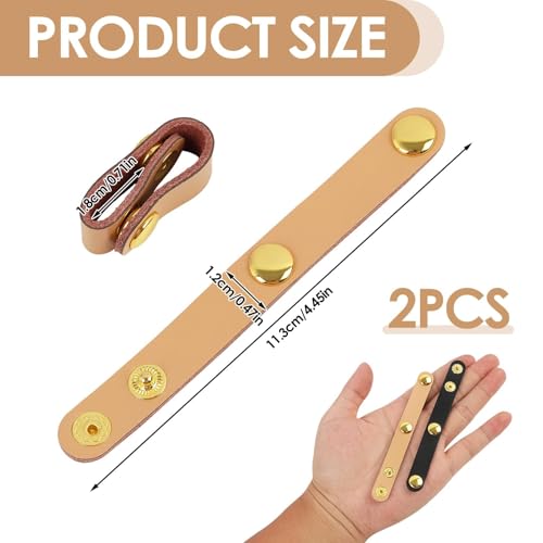 VILPKWMP 2 Pcs PU Leather Handbag Strap Shortener, Top Handle Keeper with Snap Buckle, Non-Slip Dual Grip Connection Buckle Holder for Shoulder Bag, Purse, Satchel, Clutch, or Wallet (Black and Light Brown) - Image 2