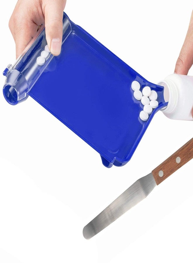 Medarchitect Right Hand Pill Counting Tray with Spatula (Blue - Wood Handle) - Image 5