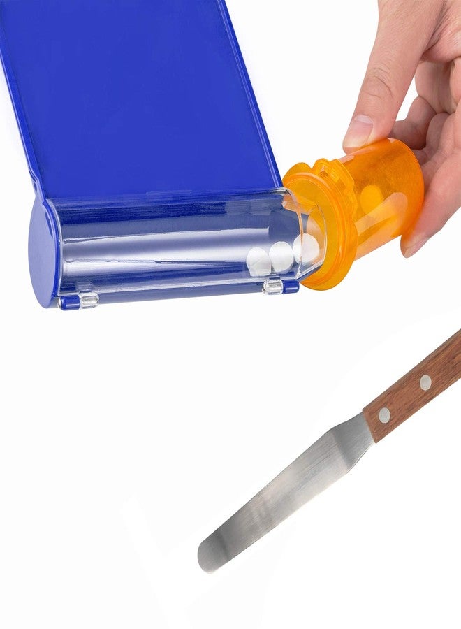 Medarchitect Right Hand Pill Counting Tray with Spatula (Blue - Wood Handle) - Image 3