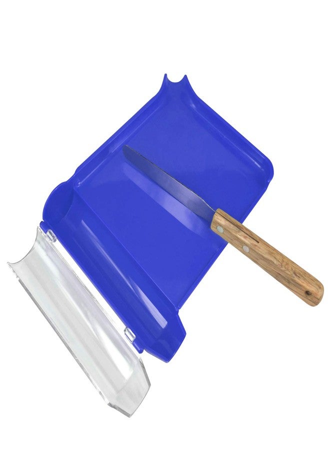 Medarchitect Right Hand Pill Counting Tray with Spatula (Blue - Wood Handle) - Image 1