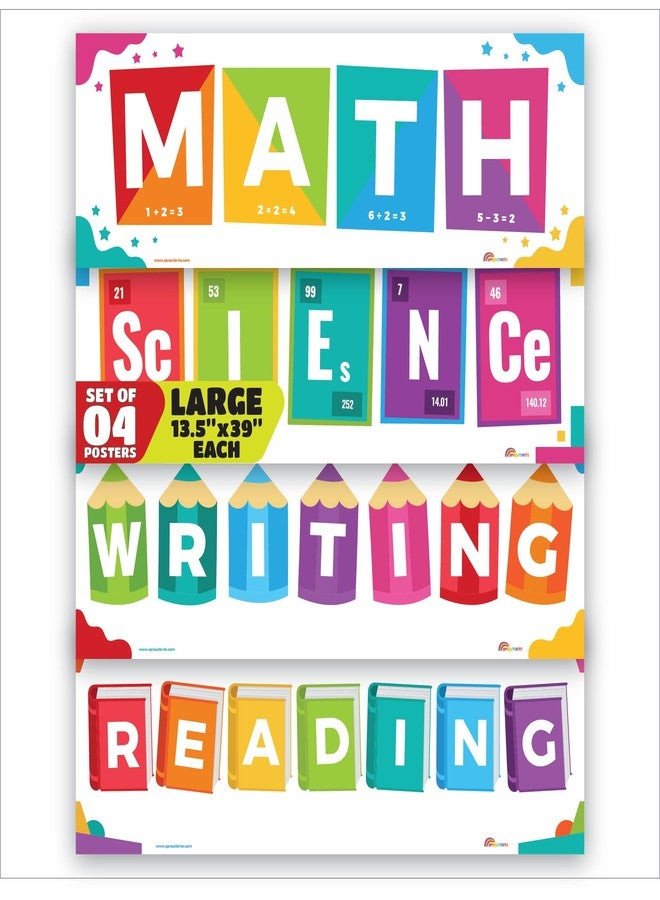Sproutbrite 4 Educational Charts Math Science Writing Reading 13.5"x39" - Image 1
