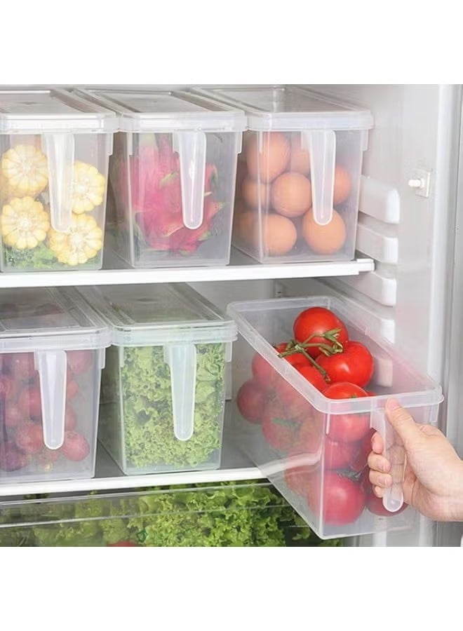 rayze 6 Pack Fridge Storage Boxes, Stackable Plastic Kitchen Food Storage Containers with Lids and Handle for Fruits and Vegetables, Freezer Safe Transparent Organizers (6 Pack) - Image 2