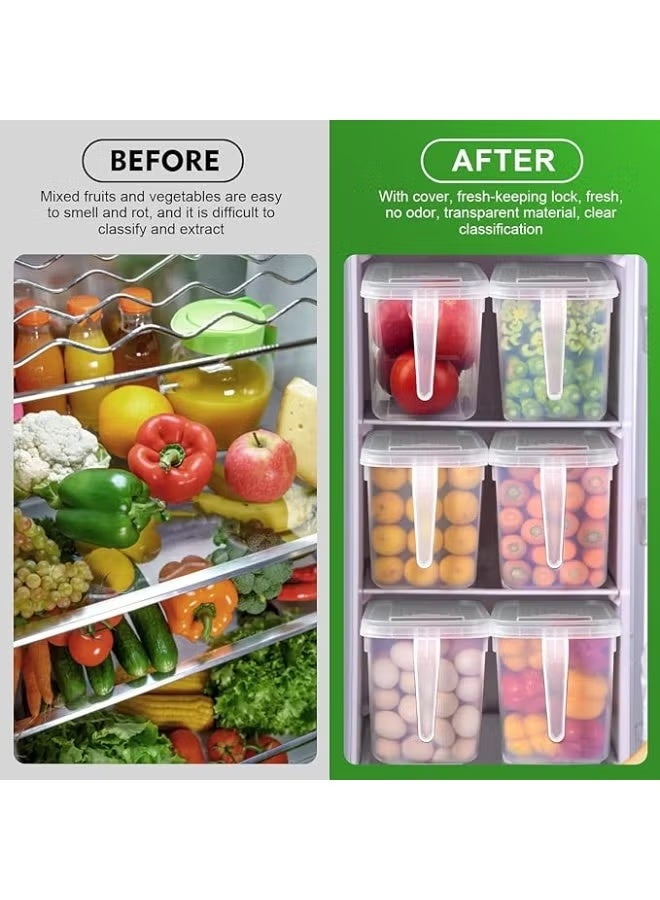 rayze 6 Pack Fridge Storage Boxes, Stackable Plastic Kitchen Food Storage Containers with Lids and Handle for Fruits and Vegetables, Freezer Safe Transparent Organizers (6 Pack) - Image 3