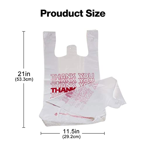 TashiBox 1000 Ct plastic bags/Shopping Bags/Thank You Bags/Reusable and Disposable Grocery Bags - Measures 11.5" X 6.25" X 21", 15mic, 0.6 Mil - Image 3