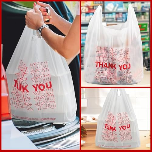 TashiBox 1000 Ct plastic bags/Shopping Bags/Thank You Bags/Reusable and Disposable Grocery Bags - Measures 11.5" X 6.25" X 21", 15mic, 0.6 Mil - Image 4