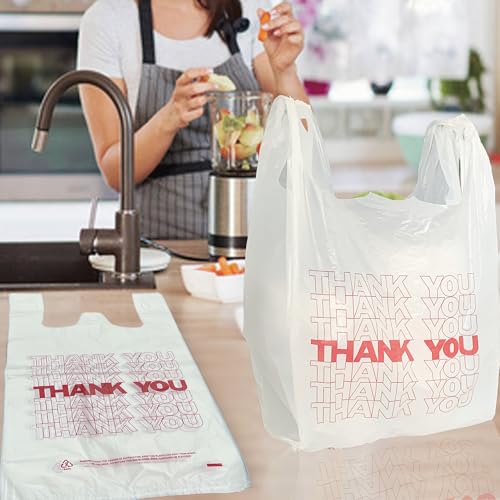 TashiBox 1000 Ct plastic bags/Shopping Bags/Thank You Bags/Reusable and Disposable Grocery Bags - Measures 11.5" X 6.25" X 21", 15mic, 0.6 Mil - Image 5