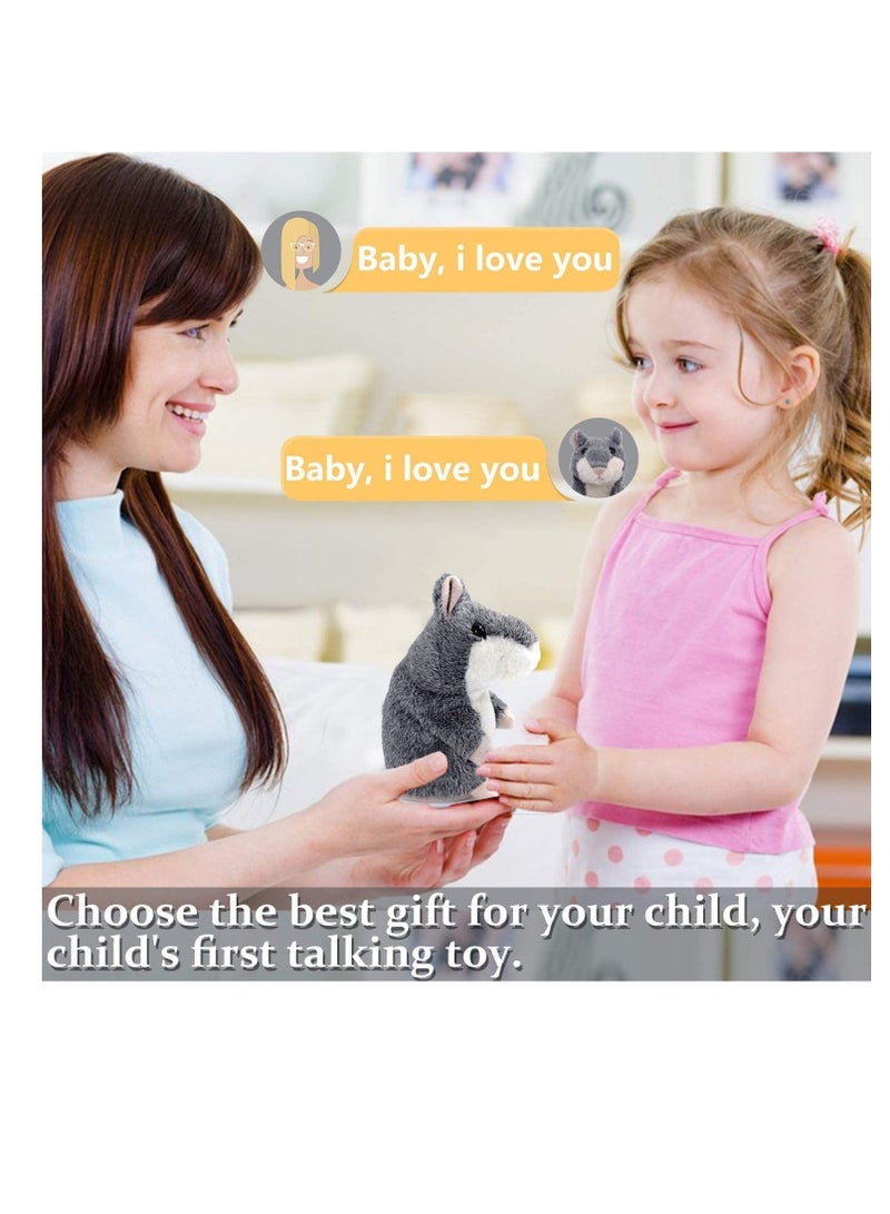 كاست ويف الهامستر المتكلم، يكرر كل ما تقوله، ألعاب للأطفال الصغار، لعبة مضحكة للأطفال بعمر 2 3 4 5 6 7 سنوات، طفل، صوت واضح تفاعلي من القطيفة على شكل حيوانات رمادي - Image 4