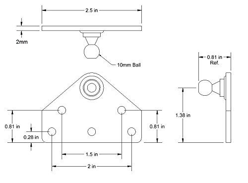 JQuad Large Flat Lift Support Bracket - Zinc Plated 14 Gauge Steel - 10mm Ball Stud - Gas Strut Mounting Brackets - Gas Shock Lid Strut Prop Spring Mount - Image 5