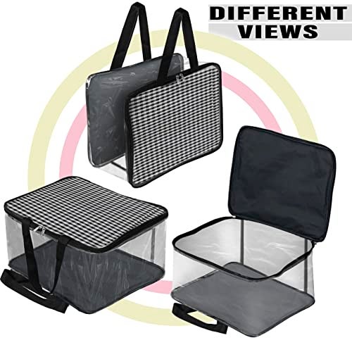 TULMAN 3 Pack Grey Checks Transparent Storage Bag for clothes Saree Cover Bag for women Cosmetic Toiletries Blanket Storage Bag for Home - PVC & Cloth – 42 x 22 x 32 cm - Image 4