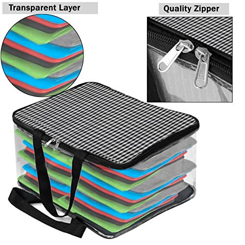 TULMAN 3 Pack Grey Checks Transparent Storage Bag for clothes Saree Cover Bag for women Cosmetic Toiletries Blanket Storage Bag for Home - PVC & Cloth – 42 x 22 x 32 cm - Image 3