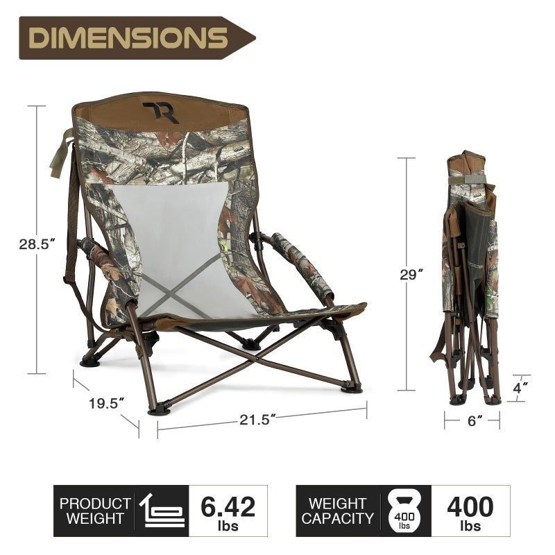 TR Low Camping Chair,Turkey Chairs for Hunting Lightweight Heavy Duty,Low Chair with Carry Bag for Outdoor Camping Travel Hunting (Camo 1) - Image 5