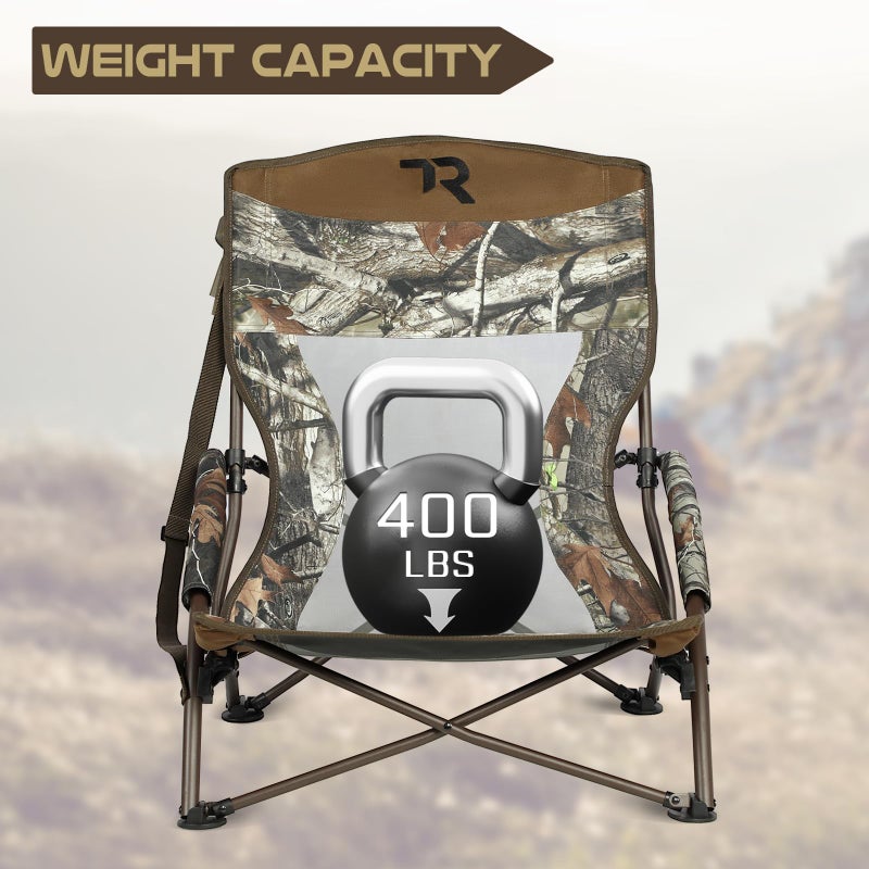 TR Low Camping Chair,Turkey Chairs for Hunting Lightweight Heavy Duty,Low Chair with Carry Bag for Outdoor Camping Travel Hunting (Camo 1) - Image 3