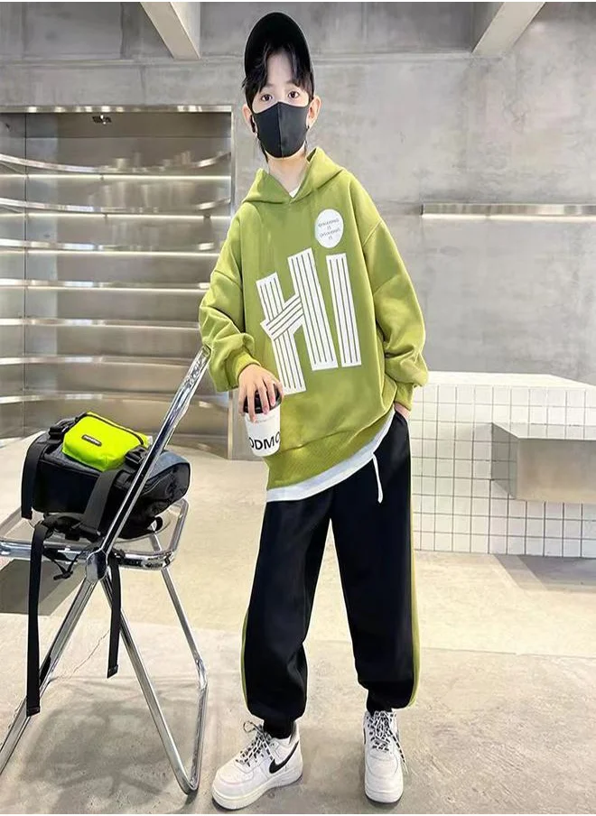 بيبي كلو Lime Green "Hi" Hoodie and Jogger Set for Boys