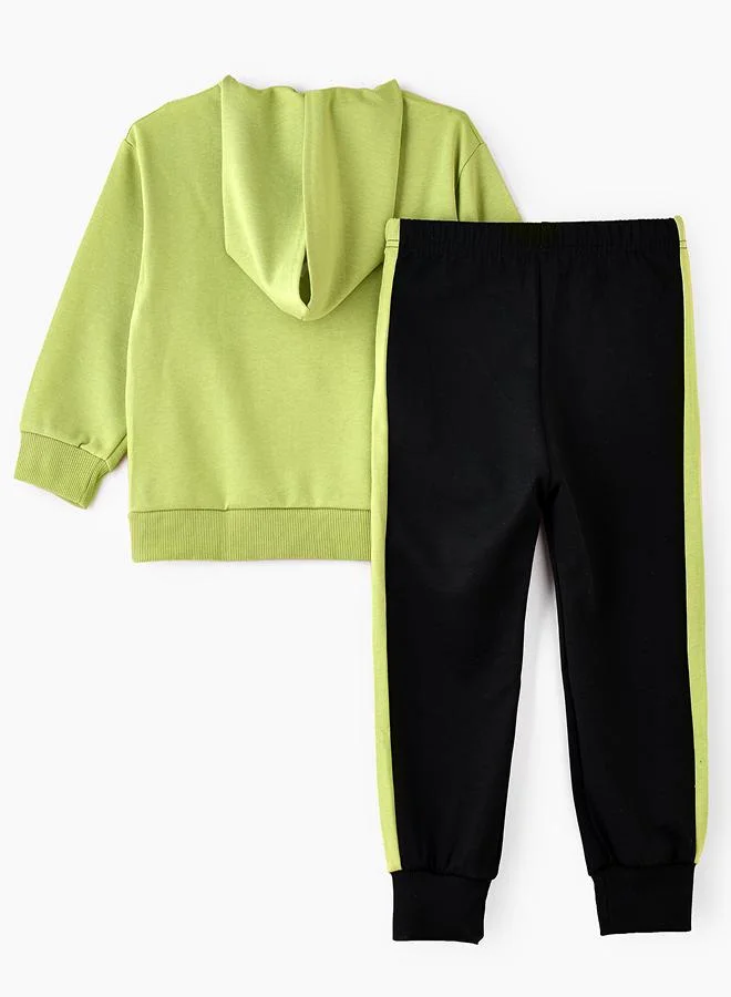 babyqlo Lime Green "Hi" Hoodie and Jogger Set for Boys