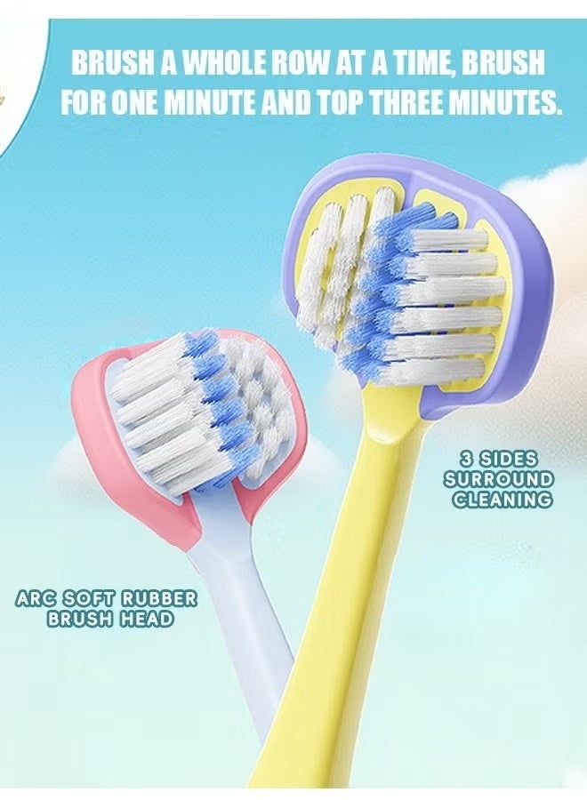 4 Pcs Three Sided Toothbrush for Kids, Extra Soft Nano Toothbrush, BPA Free Kids Toothbrush (Colorful) - Image 3