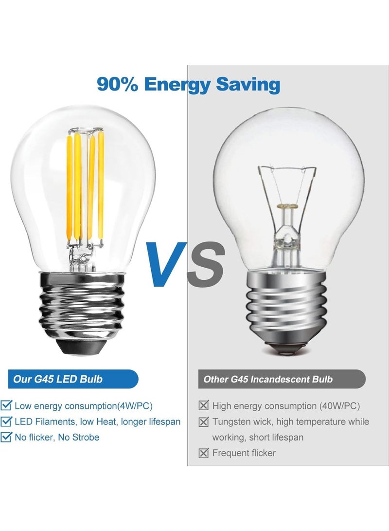 E27 LED Filament Bulb G45 Golf Globe, 4W (40W Equivalent), Dimmable Warm White 2700K, Long Plus Lifetime Decorative Clear Glass Bulb for Pendants, Chandeliers & Lamps – Pack of 10 - Image 4