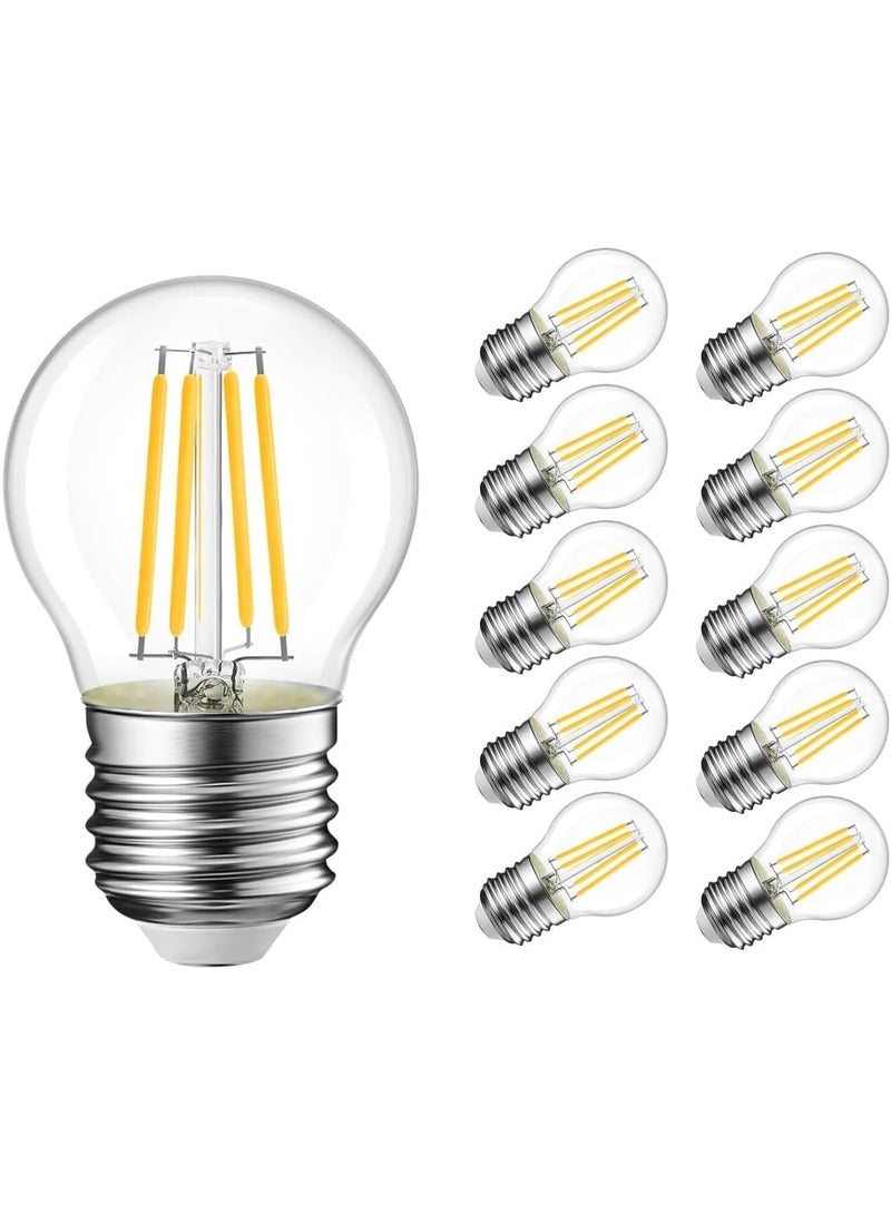 E27 LED Filament Bulb G45 Golf Globe, 4W (40W Equivalent), Dimmable Warm White 2700K, Long Plus Lifetime Decorative Clear Glass Bulb for Pendants, Chandeliers & Lamps – Pack of 10 - Image 1