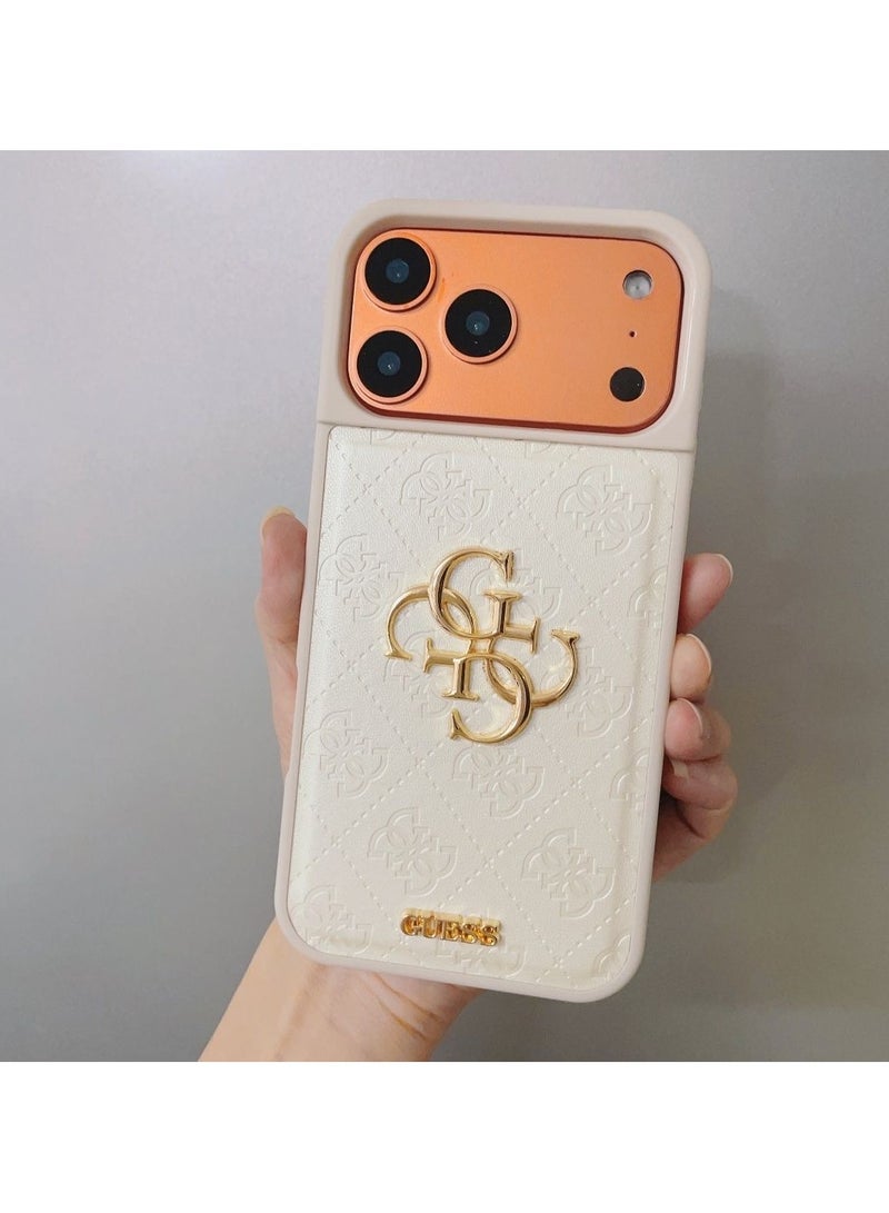 GUESS iPhone 17 Pro Max Cover PU Case With Cardslot & Script Metal Logo - White - Image 2