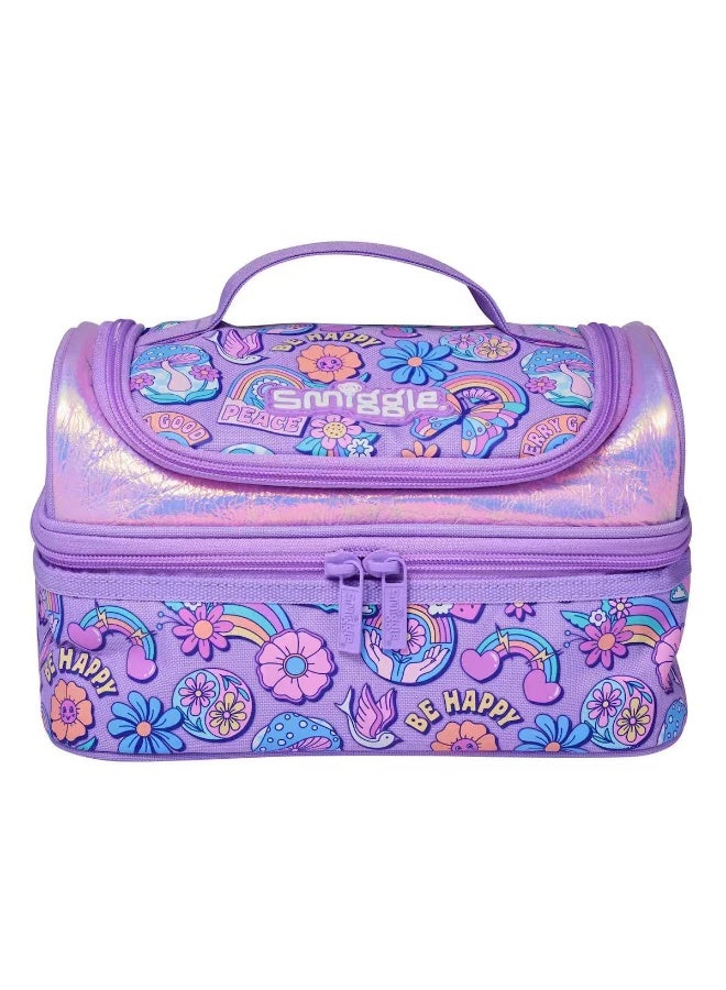 Cartoon print bento bag, double-layered, large capacity, insulated lunch bag for students, suitable for school, picnics, and other occasions.