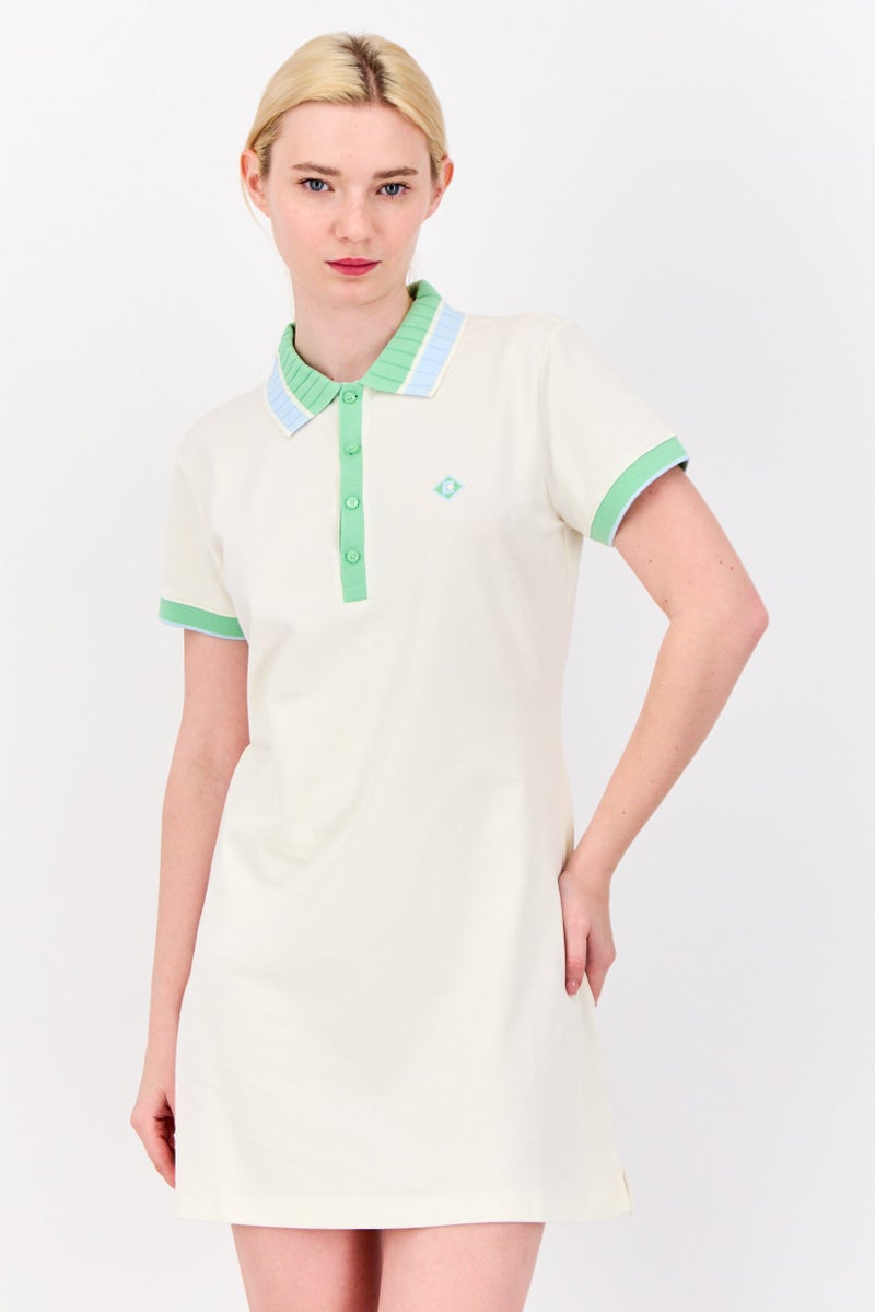 ESPRIT Women Spread Collar Short Sleeve Shirt Dress, Off White - Image 1