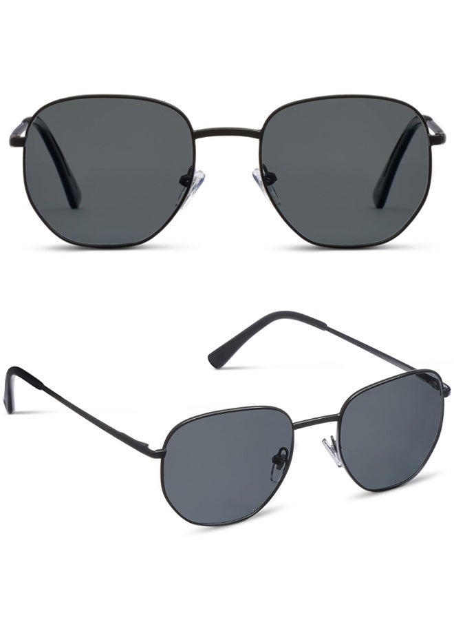 Hipster Hexagonal UV Protection Sunglasses with Glasses Bag and Cloth Men Women Geometric Square Small Vintage Metal Frame Retro Shade Glasses for Daily Wear Outdoor Dating Street Shooting  Weekend Picnics Café Lounging - Image 3