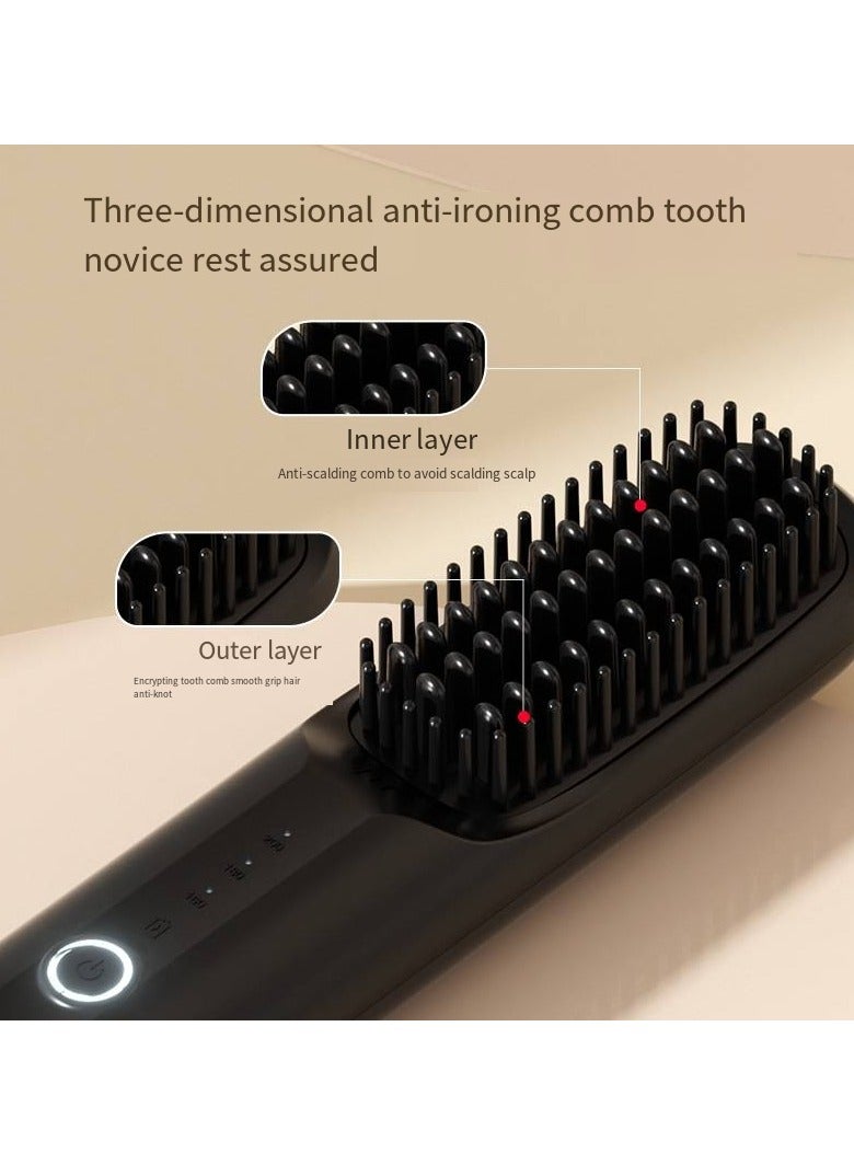 general Mini Ionic Straightening Comb – Travel-Friendly Straightener & Curler for Men/Women, Dual-Use Hair Styling Tool - Image 1