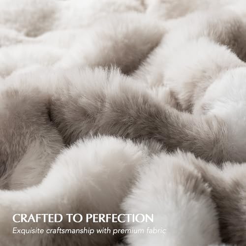 EverGrace Ultra Soft Luxury Fluffy Faux Rabbit Fur Throw Blanket, Thick Warm Bubble Throw for Bed, Cozy Plush Reversible Blankets for Couch, Chair, Sofa, Light Grey, 50x60 Inches - Image 4