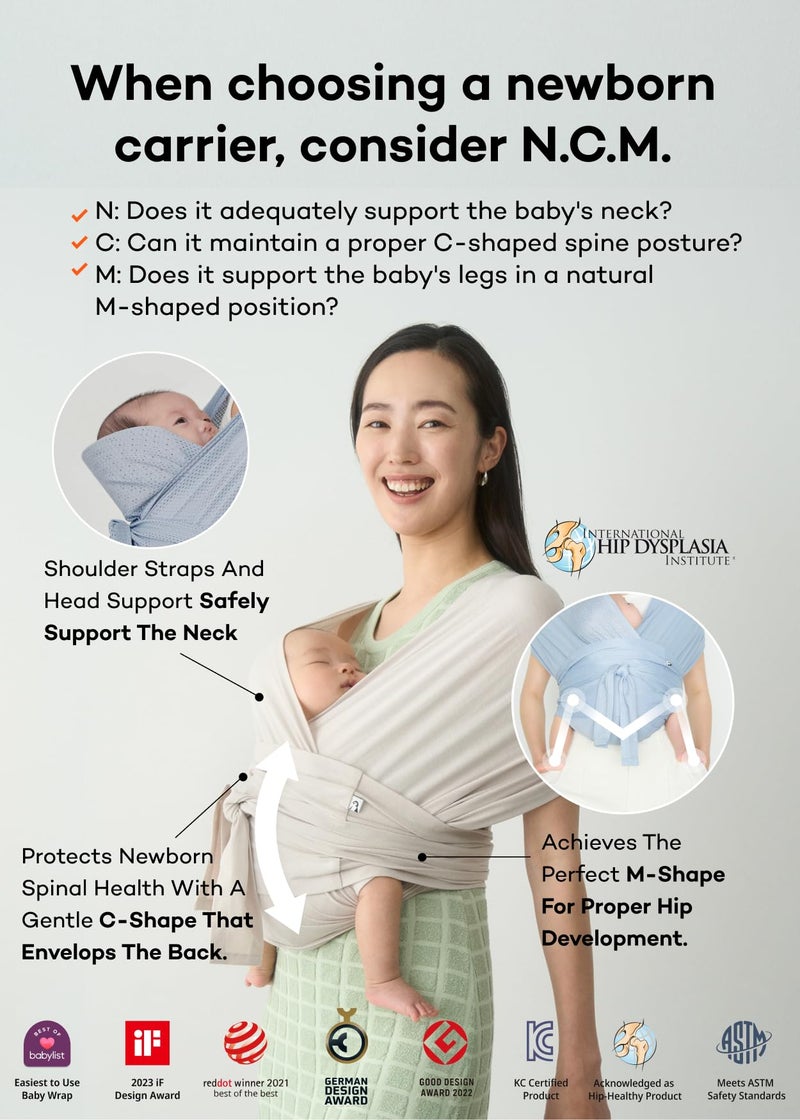 Konny Baby Carrier Flex SoftBreeze with Head Support - Adjustable, Easy to Wear Baby Wrap Sling, Perfect for Newborn Babies Essentials up to 44 lbs (M-4XL) - Mocha - Image 2
