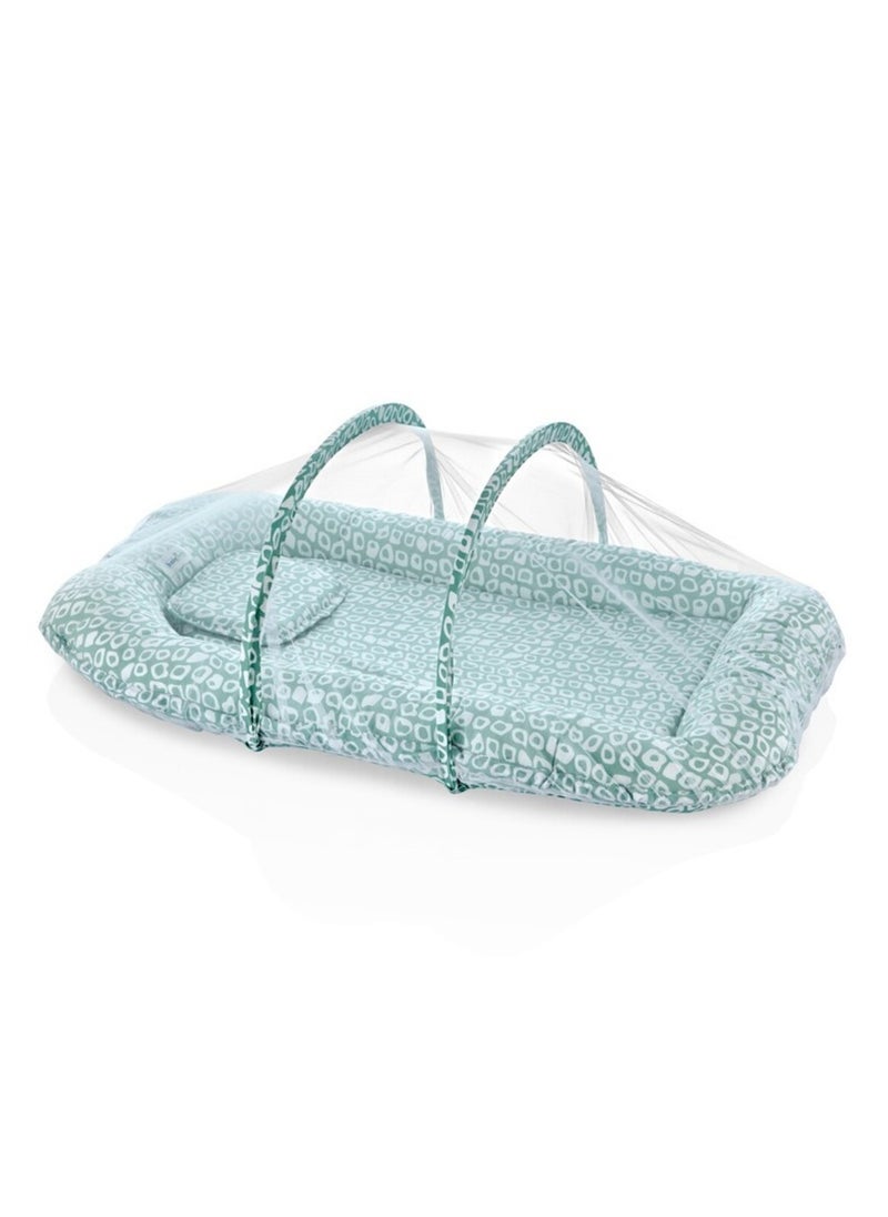 بيبي جيم BABYJEM Sleeping Pad with Mosquito Net - Green Square Design (0 Months+) (554GN) 