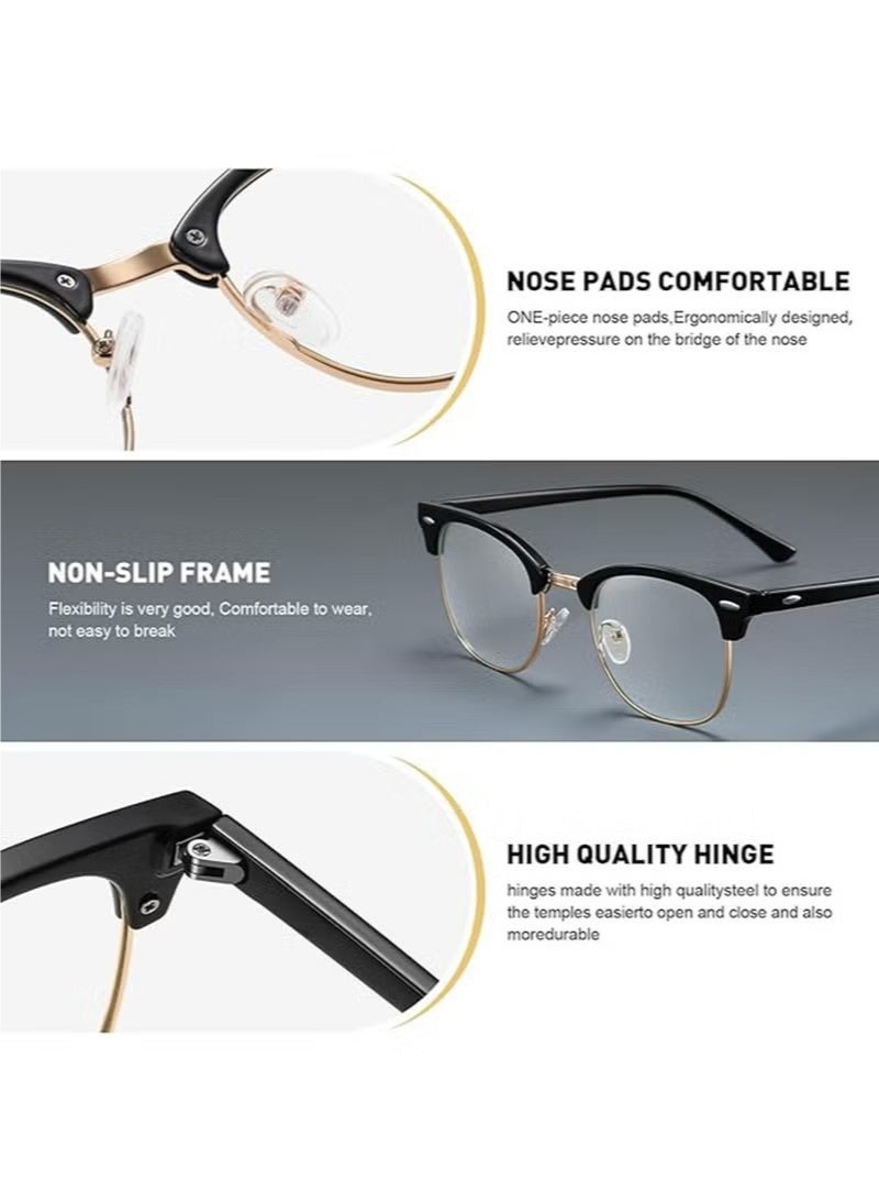 2 PCS Vintage Fashion Half Frame Semi-Rimless Clear Lens Glasses - Image 4
