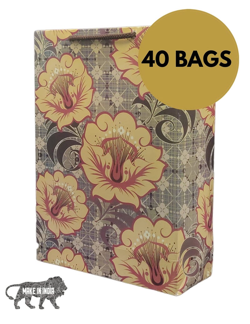Arrow Paper Products Arrow Paper Bags Rose Mallows Return Gift Bags for Gifting, Weddings, Birthday, Holiday Presents (Pack of 40, 28x20x7.5 Cm) - Image 3